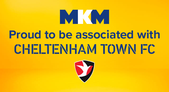 A promotional banner for MKM & Chlteneham Town Fc