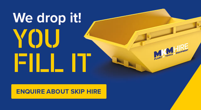 A promotional banner for Skip hire