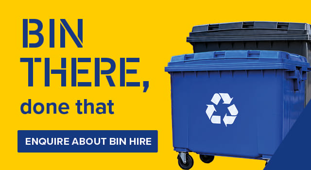 A promotional banner for bin hire