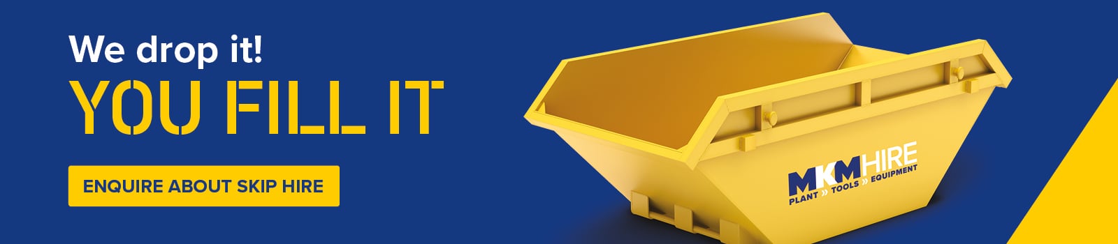 A promotional banner for Skip hire