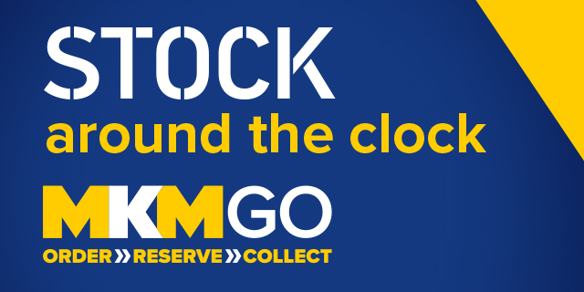 A promotional banner for the MKM GO service