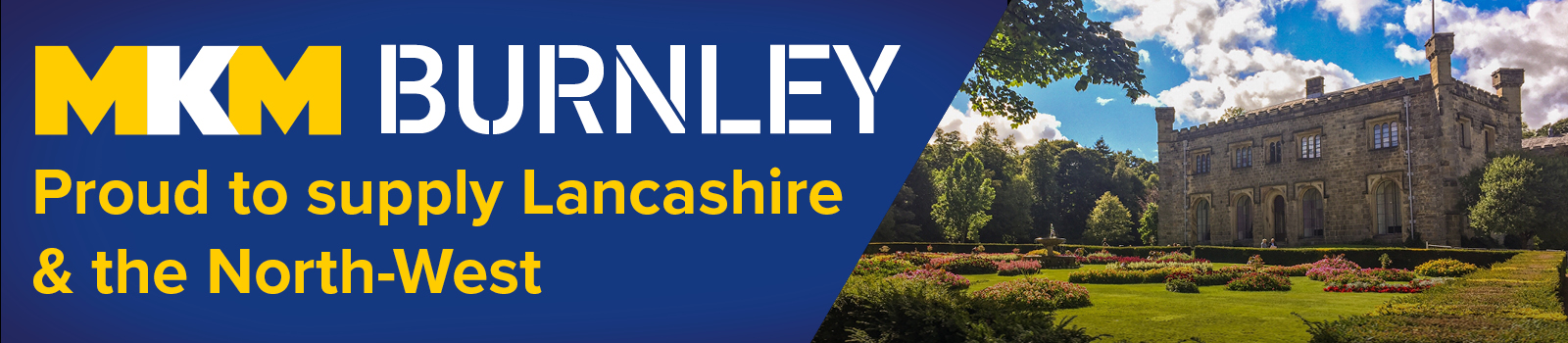 A promotional banner for MKM Burnley