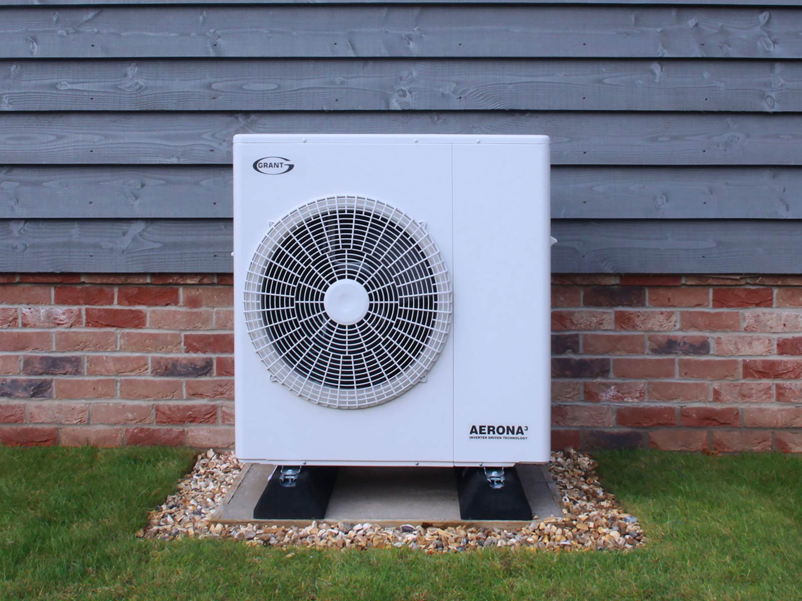 Heating pump installed outside of house